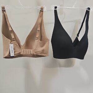 GAP Black and Tan Wireless Bras with Adjustable Straps